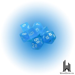 Frosted Mini-Polyhedral 7-Die Set Caribbean Blue/White